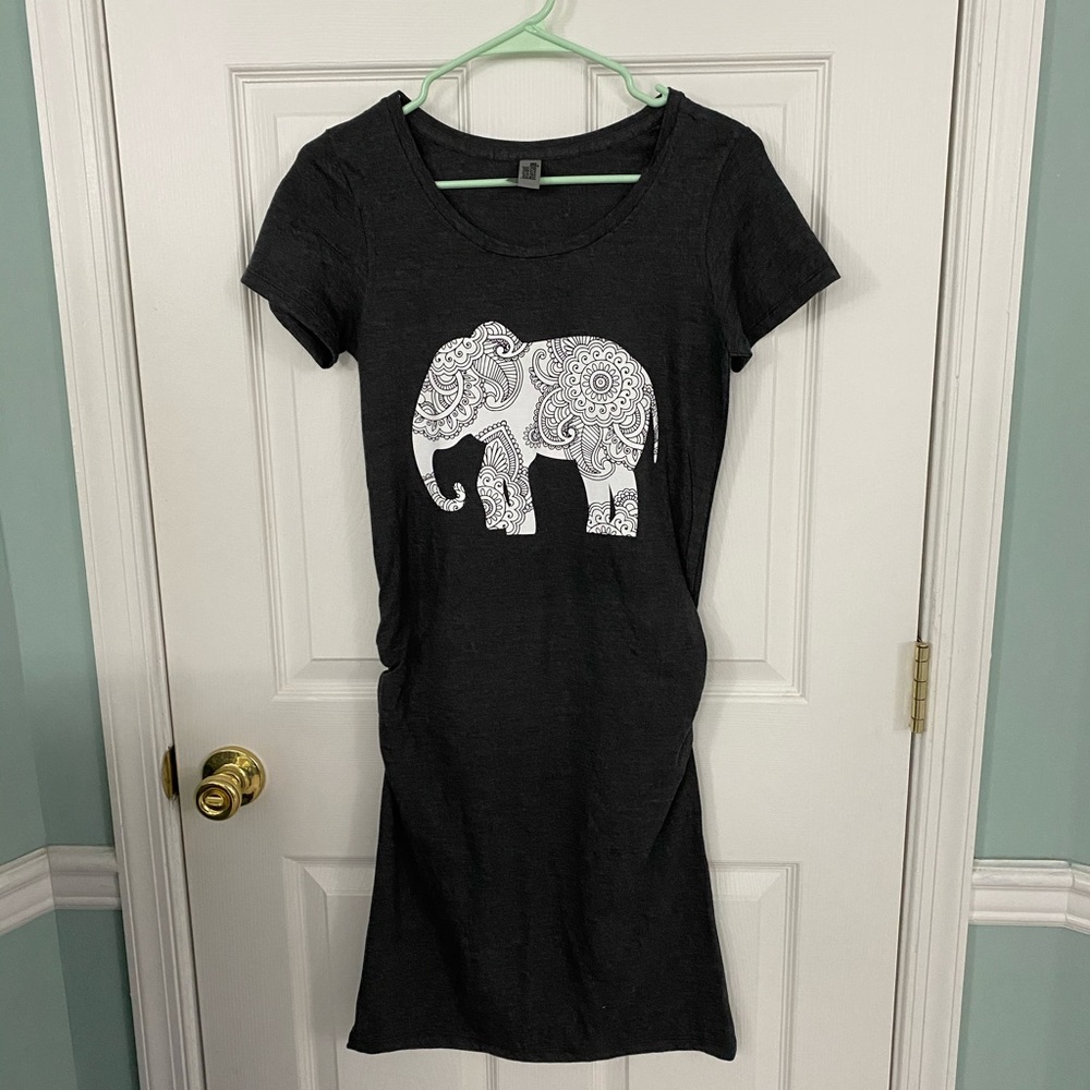 Maternity T shirt dress with elephant design